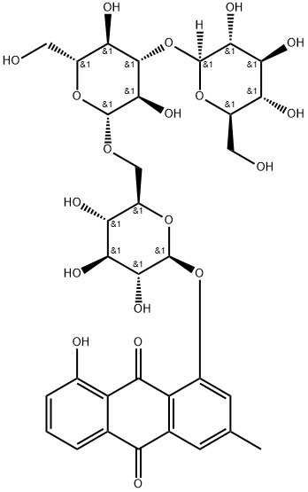 大黄酚-1-O-Β-三葡萄糖苷, 120181-07-9, 结构式