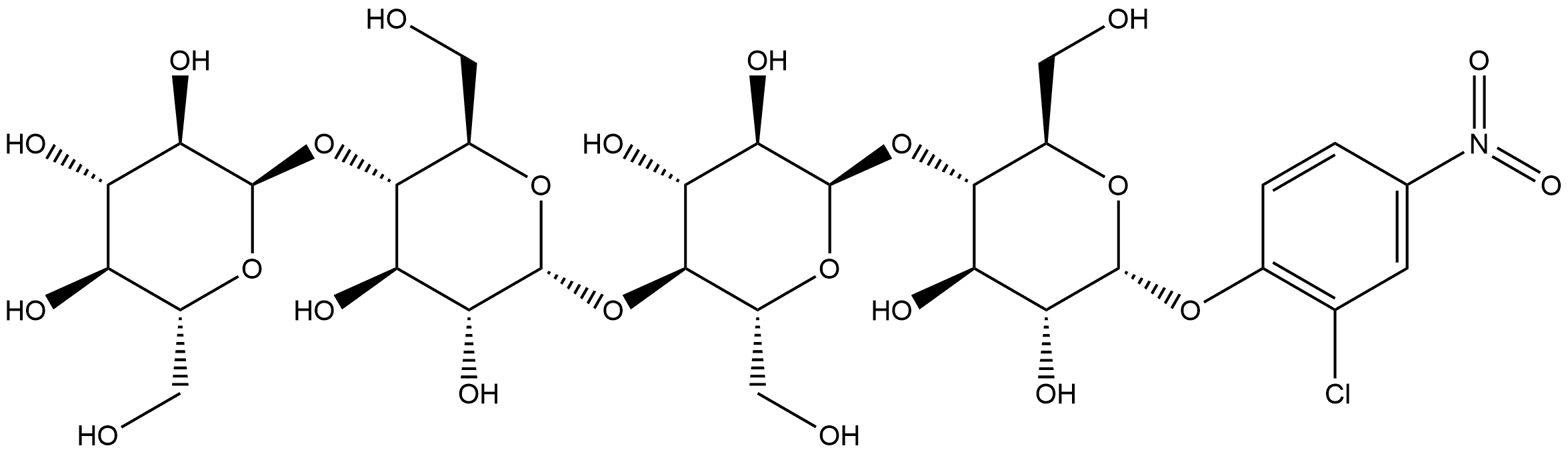 α-D-Glucopyranoside, 2-chloro-4-nitrophenyl O-α-D-glucopyranosyl-(1→4)-O-α-D-glucopyranosyl-(1→4)-O-α-D-glucopyranosyl-(1→4)- Structure