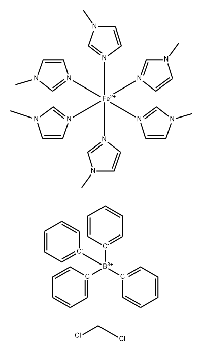 hexakis(N-methylimidazole-N')iron(II) tetraphenylborate dichloromethane Struktur