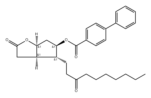 [1,1'-Biphenyl]-4-carboxylic acid,hexahydro-2-oxo-4-(3-oxodecyl)-2H-cyclopenta[b]furan-5-ylester,[3aR-(3aα,4α,5β,6aα)] Struktur