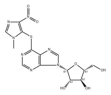 9H-Purine, 9-β-D-arabinofuranosyl-6-[(1-methyl-4-nitro-1H-imidazol-5-yl)thio]- Struktur