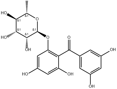 Methanone, [2-[(6-deoxy-α-L-mannopyranosyl)oxy]-4,6-dihydroxyphenyl](3,5-dihydroxyphenyl)- Struktur