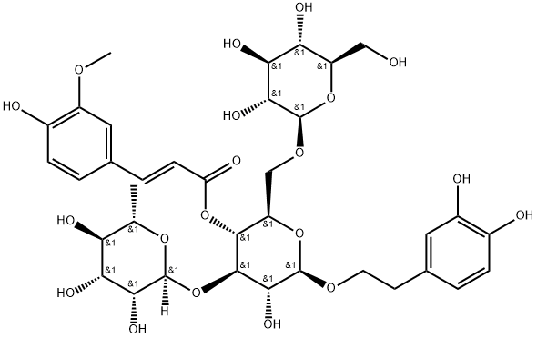 2-(3,4-Dihydroxyphenyl)ethyl O-6-deoxy-alpha-L-mannopyranosyl-(1-3)-O-[beta-D-glucopyranosyl-(1-6)]-beta-D-glucopyranoside 4-[(2E)-3-(4-hydroxy-3-methoxyphenyl)-2-propenoate]|焦地黄苯乙醇甙A1