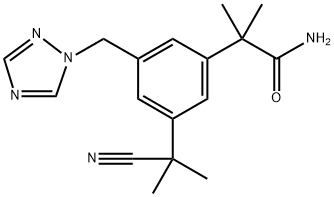 Anastrozole IMpurity (3-(1-Cyano-1-Methylethyl)-alfa,alfa-diMethyl-5-(1H-,1,2,4-triazole-1-ylMethyl)-benzeneacetaMide) Struktur