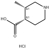4-Piperidinecarboxylic acid, 3-methyl-, hydrochloride (1:1), (3R,4R)-rel- Struktur