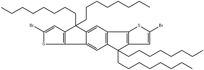 2-Br-4,9-dihydro-4,4,9,9-tetraoctyl-s-indaceno[1,2-b:5,6-b']dithiophene Struktur