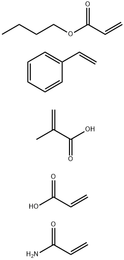 2-Propenoic acid, 2-methyl-, polymer with butyl 2-propenoate, ethenylbenzene, 2-propenamide and 2-propenoic acid Structure