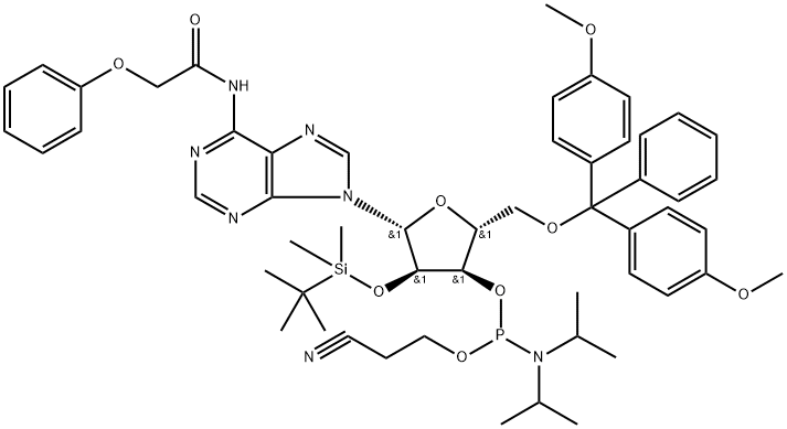 N-blocked-5'-O-DMT-2'-O-TBDMS CED adenosine phosphoramidit 结构式