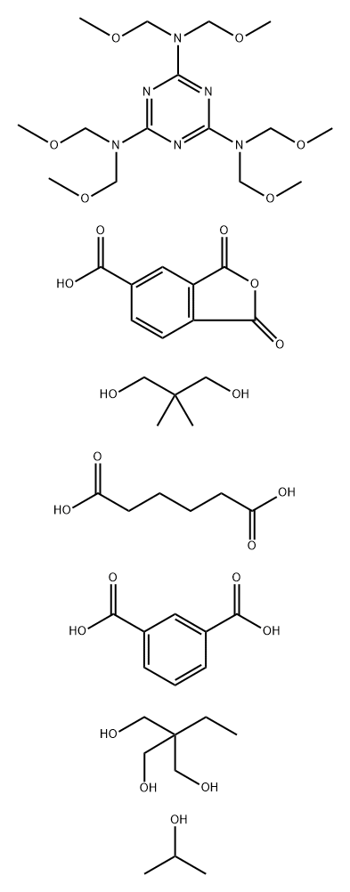 1,3-Benzenedicarboxylic acid, polymer with 1,3-dihydro-1,3-dioxo-5-isobenzofurancarboxylic acid, 2,2-dimethyl-1,3-propanediol, 2-ethyl-2-(hydroxymethyl)-1,3-propanediol, N,N,N',N',N'',N''-hexakis( methoxymethyl)-1,3,5-triazine-2,4,6-triamine and hexanedio 结构式