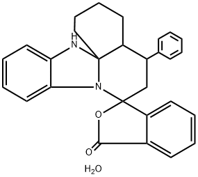5-phenyl-1,2,3,4,4a,5,6,13-octahydro-3'H-spiro[benzo[4,5]imidazo[2,1-j]quinoline-7,1'-isobenzofuran]-3'-one hydrate Struktur
