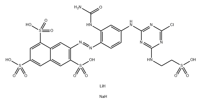 Lithium and sodium salt of 7-[4-[4-chloro-6- (2-sulfoethylamino)-1,3,5-triazine-2-ylamino]-2-ureidophenylazo]-1,3,6-naphthalene-trisulfonic acid|