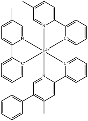 [2-(4-甲基-5-苯基-2-吡啶基-ΚN)苯基-ΚC]双[2-(5-甲基-2-吡啶基-ΚN)苯基-ΚC]合铱,1215692-72-0,结构式