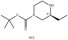 (S)-3-乙基哌嗪-1-羧酸叔丁酯盐酸盐, 1217446-30-4, 结构式