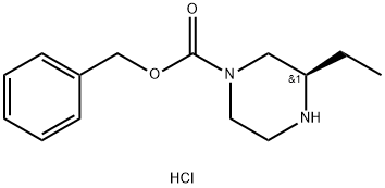 (R)-3-乙基哌嗪-1-羧酸苯甲酯盐酸盐,1217699-53-0,结构式