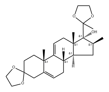 17-Hydroxy-16-methylpregna-5,9(11)-diene-3,20-dione 3,20-diethyleneketal 化学構造式