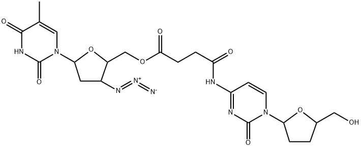 Thymidine, 3'-azido-3'-deoxy-, 5'-[4-[[1,2-dihydro-2-oxo-1-[tetrahydro-5-(hydroxymethyl)-2-furanyl]-4-pyrimidinyl]amino]-4-oxobutanoate], (2R-cis)- (9CI) Structure