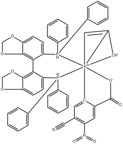 [(S)-(-)-5,5'-Bis(diphenylphosphino)-4,4'-bi-1,3-benzodioxole][4-cyano-3-nitrobenzenecarboxylato][1,2,3-η-2-propenyl]iridiuM(III), Min. 98% Struktur
