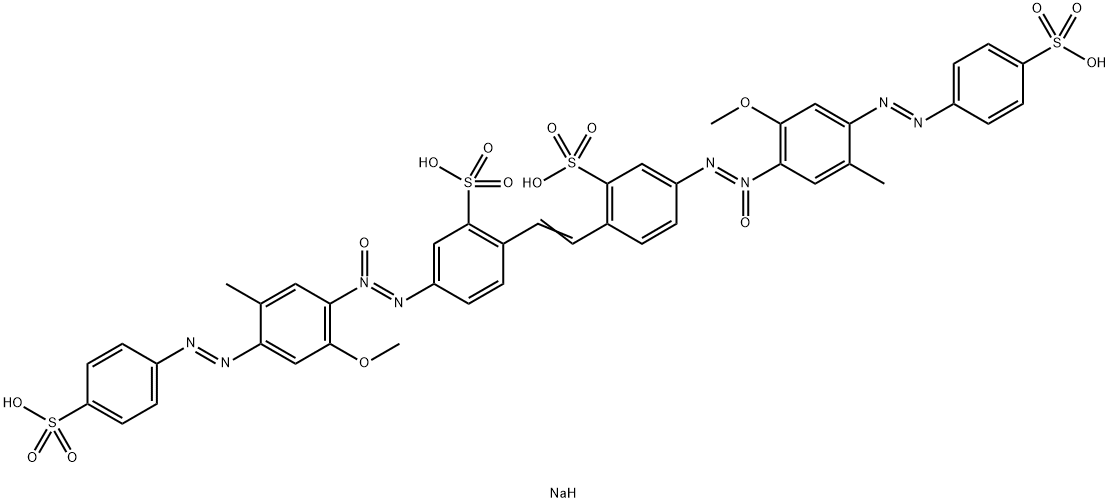 Benzenesulfonic acid, 2,2'-(1,2-ethenediyl)bis[5-[2-[2-methoxy-5-methyl-4-[2-(4-sulfophenyl)diazenyl]phenyl]-2-oxidodiazenyl]-, sodium salt (1:4) Structure