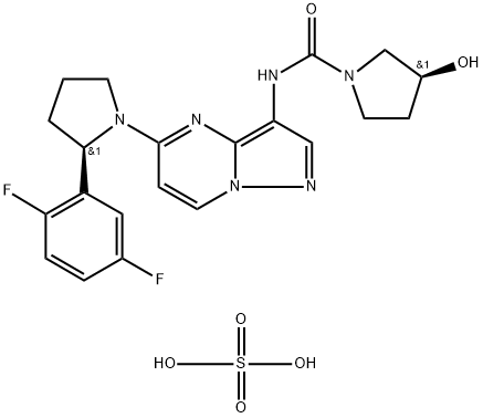 (3S)-N-[5-[(2R)-2-(2,5-二氟苯基)-1-吡咯烷基]吡唑并[1,5-A]嘧啶-3-基]-3-羟基-1-吡咯烷甲酰胺硫酸盐,1223405-08-0,结构式