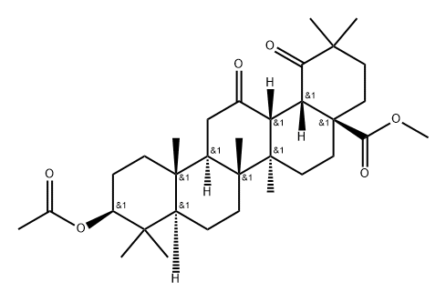 18β-Oleanan-38-oic acid, 3β-hydroxy-12,19-dioxo-, methyl ester, acetate (6CI) Structure