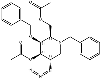 (2R,3S,4R,5S)-2-acetoxymethyl-4-acetoxy-5-azido-1,3-di-O-benzyl-piperidine,1227636-89-6,结构式