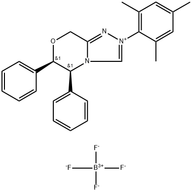 8H-1,2,4-Triazolo[3,4-c][1,4]oxazinium, 5,6-dihydro-5,6-diphenyl-2-(2,4,6-trimethylphenyl)-, (5S,6R)-, tetrafluoroborate(1-) (1:1) Structure
