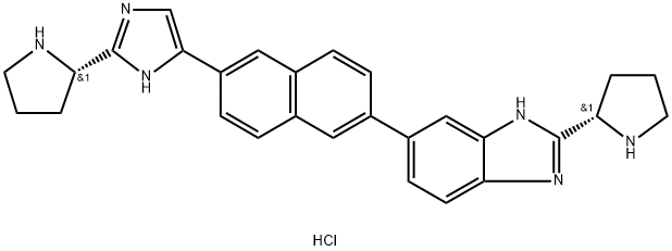 2-(2S)-2-Pyrrolidinyl-6-[6-[2-(2S)-2-pyrrolidinyl-1H-imidazol-5-yl]-2-naphthalenyl]-1H-benzimidazole Hydrochloride Structure