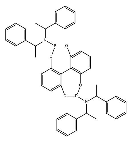 trans-(aR)-N5,N5,N11,N11-Tetrakis((S)-1-phenylethyl)-4,6,10,12-tetraoxa-5,11-diphosphadibenzo[ef,kl]heptalene-5,11-diamine,1229667-76-8,结构式