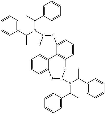 cis-(aR)-N5,N5,N11,N11-Tetrakis((S)-1-phenylethyl)-4,6,10,12-tetraoxa-5,11-diphosphadibenzo[ef,kl]heptalene-5,11-diamine, 1229667-78-0, 结构式