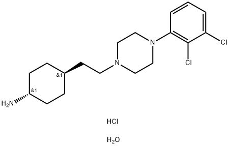 CyclohexanaMine, 4-[2-[4-(2,3-dichlorophenyl)-1-piperazinyl]ethyl]- (hydrochloride, hydrate)(1:2:1), trans-, 1231968-76-5, 结构式