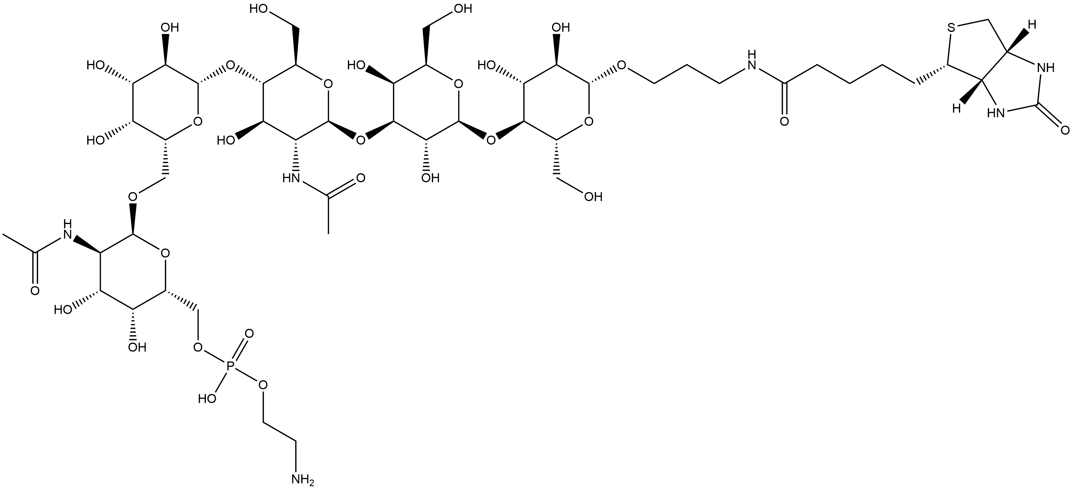 (3aS,4S,6aR)-N-[3-[[O-2-(Acetylamino)-6-O-[(2-aminoethoxy)hydroxyphosphinyl]-2-deoxy-α-D-galactopyranosyl-(1→6)-O-β-D-galactopyranosyl-(1→4)-O-2-(acetylamino)-2-deoxy-β-D-glucopyranosyl-(1→3)-O-β-D-galactopyranosyl-(1→4)-β-D-glucopyranosyl]oxy]propyl]hexahydro-2-oxo-1H-thieno[3,4-d]imidazole-4-pentanamide Structure