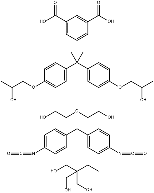 1,3-Benzenedicarboxylic acid, polymer with 2-ethyl-2-(hydroxymethyl)-1,3-propanediol, 1,1'-methylenebis[4-isocyanatobenzene], 1,1'-[(1-methylethylidene) bis(4,1-phenyleneoxy)]bis[2-propanol] and 2,2'-oxybis[ethanol] Structure