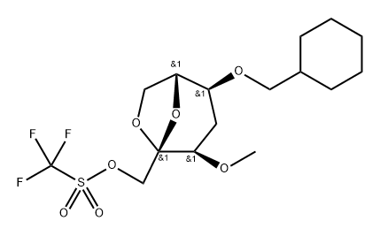 .beta.-D-ribo-2-Heptulopyranose, 2,7-anhydro-5-O-(cyclohexylmethyl)-4-deoxy-3-O-methyl-, trifluoromethanesulfonate Structure