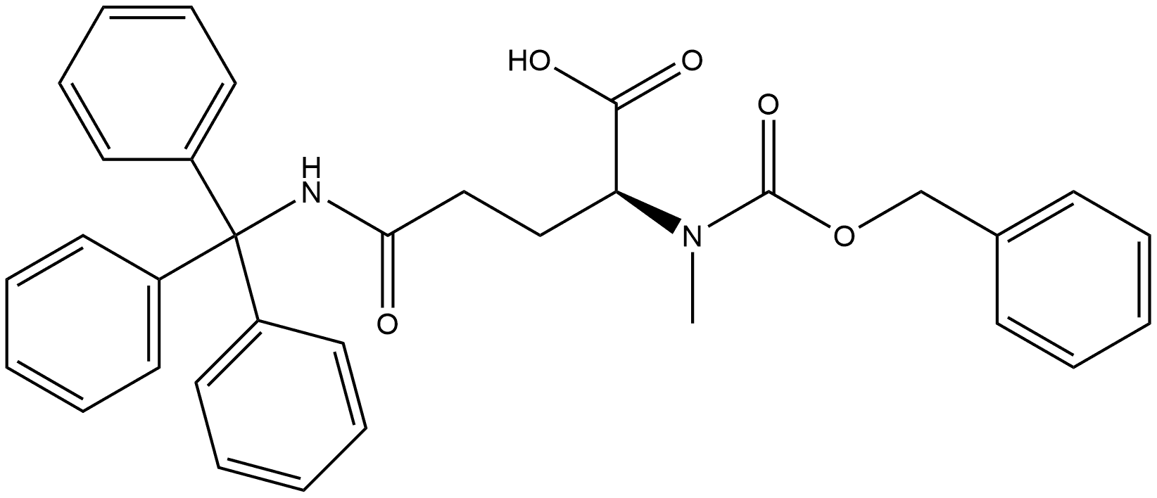 N-Alpha-Carbobenzoxy-N-Alpha-Methyl-N-Omega- Trityl-L-Glutamine Structure