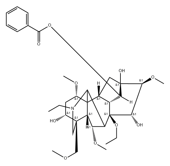 8-O-乙基苯甲酰乌头碱, 124256-81-1, 结构式