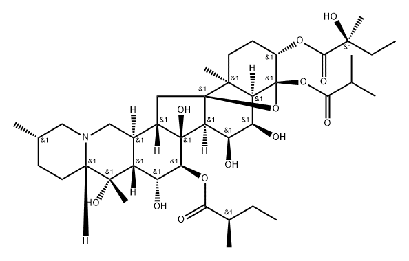 Protoverine, 3-(2-hydroxy-2-methylbutyrate) 4-isobutyrate 15-(2-methylbutyrate) (6CI) 结构式