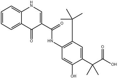 Benzeneacetic acid, 4-[[(1,4-dihydro-4-oxo-3-quinolinyl)carbonyl]aMino]-5-(1,1-diMethylethyl)-2-hydroxy-α,α-diMethyl- Structure