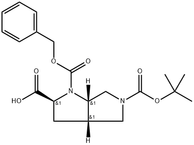 Racemic-(2S,3aS,6aS)-1-((benzyloxy)carbonyl)-5-(tert-butoxycarbonyl)octahydropyrrolo[3,4-b]pyrrole-2-carboxylic acid Struktur