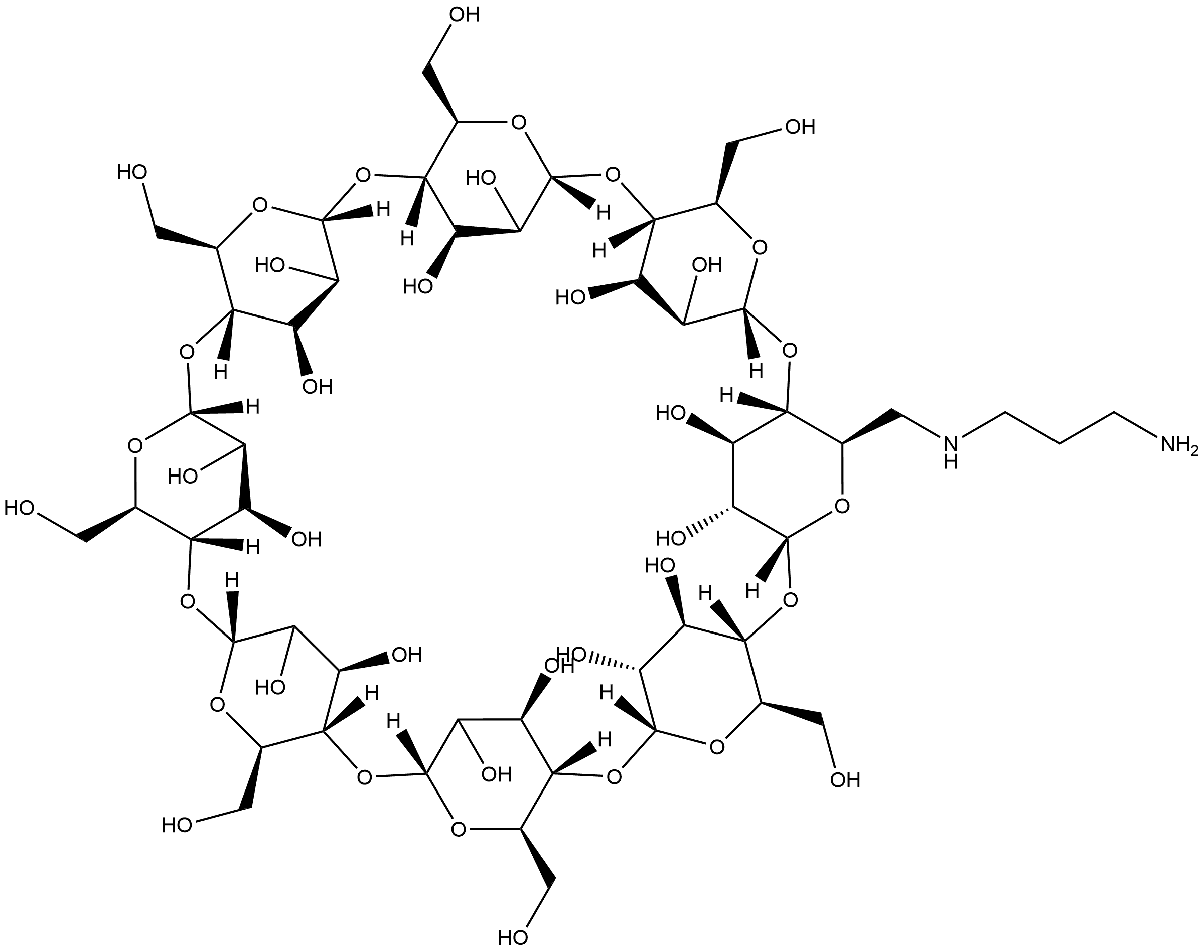 MONO(6-PROPYLENEDIAMINO-6-DEOXY)GAMMA-CYCLODEXTRIN 结构式