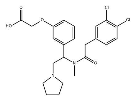 Acetic acid, 2-[3-[1-[[2-(3,4-dichlorophenyl)acetyl]methylamino]-2-(1-pyrrolidinyl)ethyl]phenoxy]- Structure