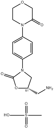 3-Morpholinone, 4-[4-[(5S)-5-(aminomethyl)-2-oxo-3-oxazolidinyl]phenyl]-, methanesulfonate (1:1) Structure