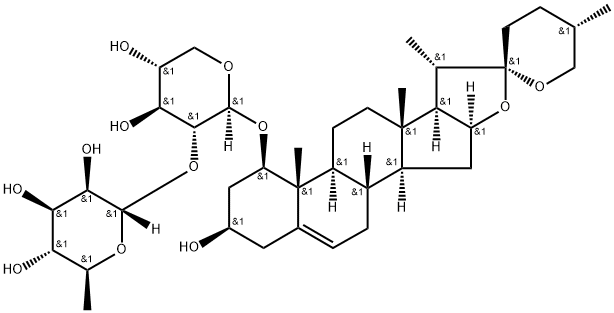 25(S)-鲁斯可皂苷元-1-O-Α-L-吡喃鼠李糖基-(1→2)-Β-D-吡喃木糖苷, 125225-63-0, 结构式