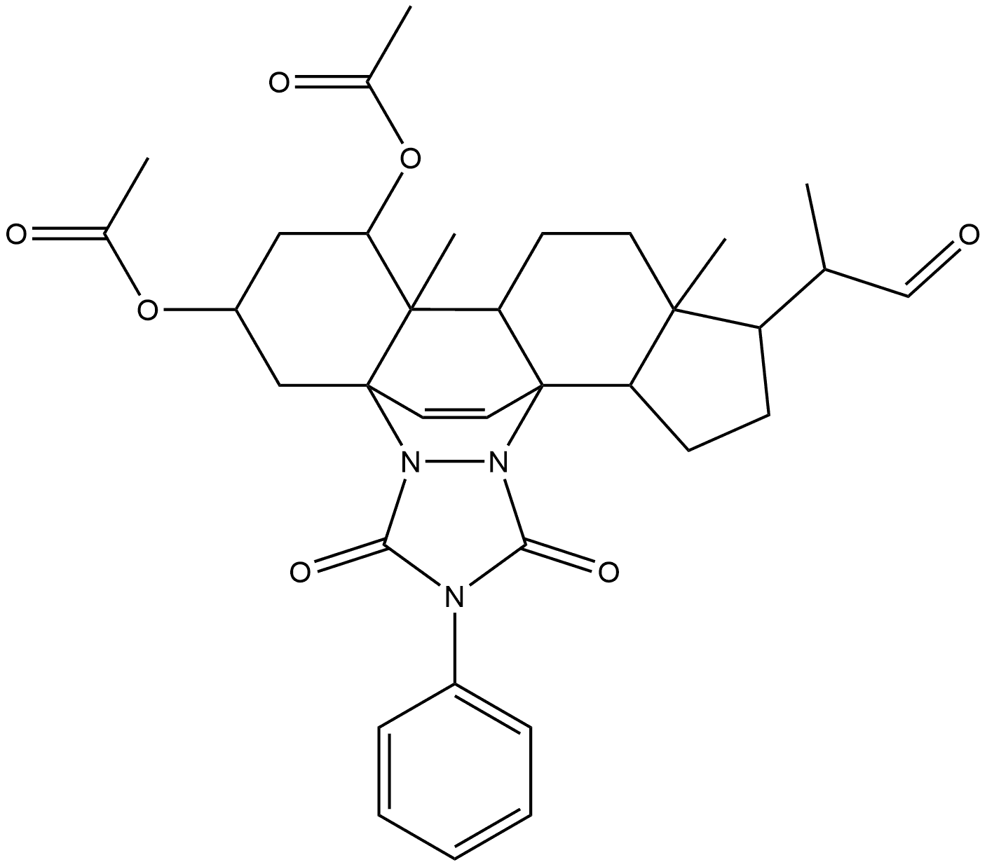4a,13b-Etheno-1H,9H-benzo[c]cyclopenta[h][1,2,4]triazolo[1,2-a]cinnoline-11-acetaldehyde, 6,8-bis(acetyloxy)-2,3,5,6,7,8,8a,8b,10,10a,11,12,13,13a-tetradecahydro-α,8a,10a-trimethyl-1,3-dioxo-2-phenyl-, [4aS-[4aα,6α,8β,8aα,8bβ,10aα,11α(R*),13aβ,13bα]]- (9CI)