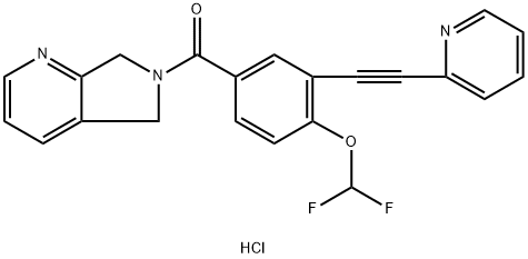 Methanone, [4-(difluoroMethoxy)-3-[2-(2-pyridinyl)ethynyl]phenyl](5,7-dihydro-6H-pyrrolo[3,4-b]pyridin-6-yl)-, hydrochloride (1:1) Struktur