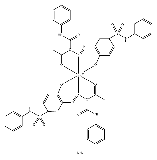 Cobaltate(1-), bis[2-[[2-hydroxy-5-[(phenylamino) sulfonyl]phenyl]azo]-3-oxo-N-phenylbutanamidato (2-)]-, ammonium Structure
