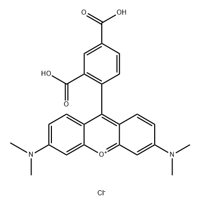 Xanthylium, 9-(2,4-dicarboxyphenyl)-3,6-bis(dimethylamino)-, chloride (1:1) Structure