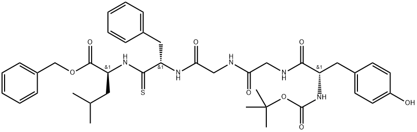t-butyloxycarbonyltyrosyl-glycyl-glycyl-phenylalanyl-psi(thioamide)leucyl benzyl ester Struktur