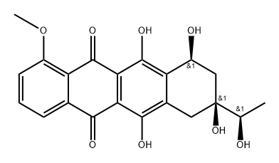 5,12-Naphthacenedione, 7,8,9,10-tetrahydro-6,8,10,11-tetrahydroxy-8-(1-hydroxyethyl)-1-methoxy-, [8S-[8α,8(S*),10α]]- (9CI) Structure