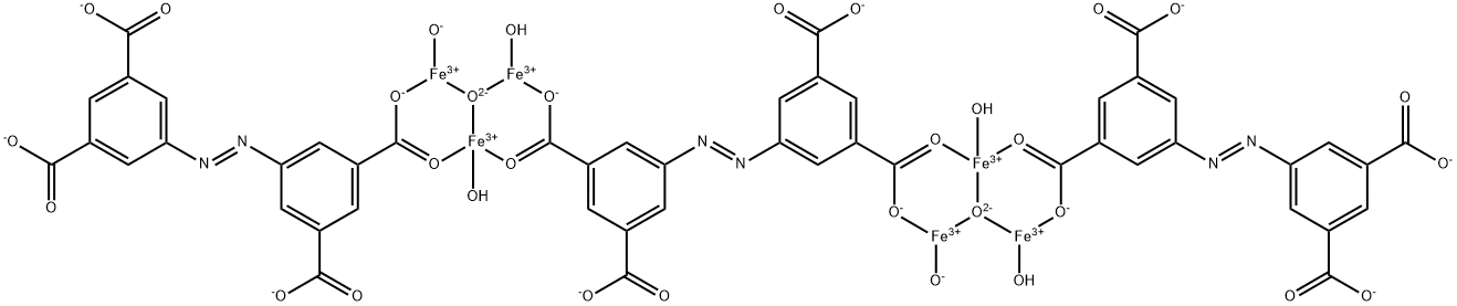 Tetraaqua[μ4-[[5,5′-(1,2-diazenediyl)bis[1,3-benzenedicarboxylato-κO1:κO′1]](4-)]]bis[μ-[5-[2-(3,5-dicarboxyphenyl)diazenyl]-1,3-benzenedicarboxylato(4-)-κO1:κO′1]]dihydroxydi-μ3-oxohexairon Structure