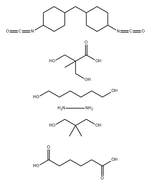 Hexanedioic acid polymer with 2,2-dimethyl-1,3-propanediol, 1,6-hexanediol, hydrazine, 3-hydroxy-2-(hydroxymethyl)-2-methylpropanoic acid and 1,1'-methylenebis(4-isocyanatocyclohexane) 化学構造式